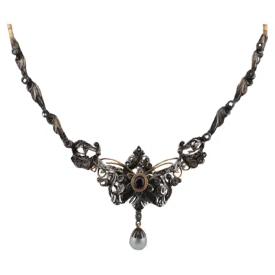 Pre-owned 1stdibs Antique Art Nouveau Gold Chain With Ruby Diamond And Pearl In Multi