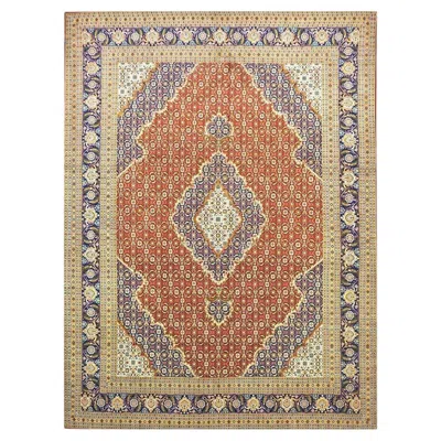 Pre-owned 1stdibs Antique Azerbaijani Tabriz Wool 8x11 Ivory, Red & Blue Handmade Area Rug
