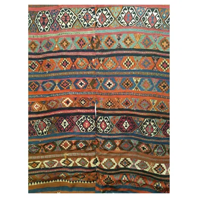 Pre-owned 1stdibs Antique Caucasian Shirvan Kilim, Handwoven Wool, Geometric, 1880s, 5' X 10' In Brown