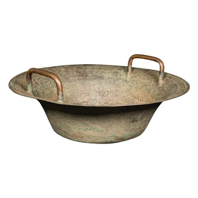 Pre-owned 1stdibs Antique Ceremonial Bowl, Chinese, Patinated Brass, Dish, Qing, Victorian, C.1900 In Brown