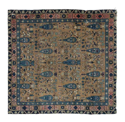 Pre-owned 1stdibs Antique Chinese Ningxia Square Rug Pair With Flora & Fauna Play - Rug & Kilim In Gray