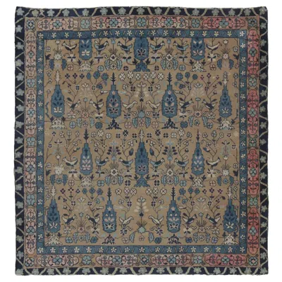 Pre-owned 1stdibs Antique Chinese Ningxia Square Rug Pair With Flora & Fauna Play - Rug & Kilim In Gray
