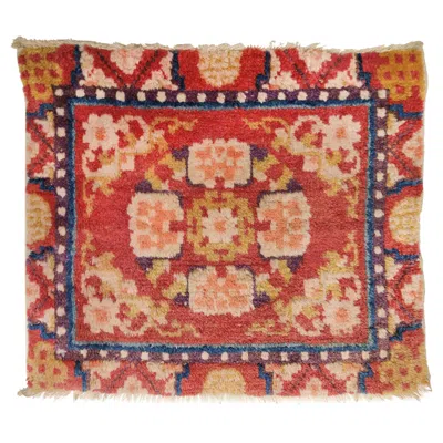 Pre-owned 1stdibs Antique Chinese Small Rug With Mandala And Lotus Flowers In Orange