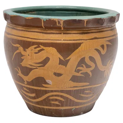 Pre-owned 1stdibs Antique Chinese Twin Dragon Pickling Pot, 19th Century In Brown