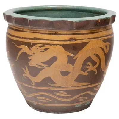Pre-owned 1stdibs Antique Chinese Twin Dragon Pickling Pot, 19th Century In Brown