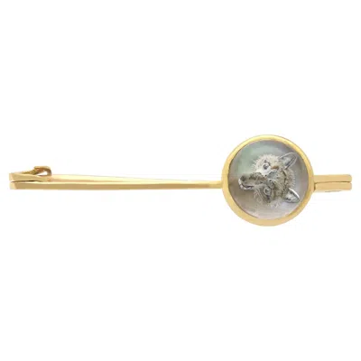 Pre-owned 1stdibs Antique Circa 1900 Essex Crystal Fox Bar Brooch In 18k Yellow Gold