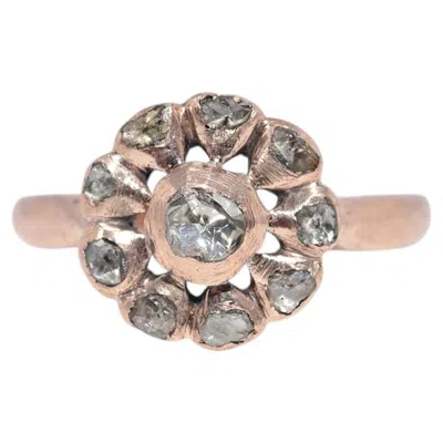 Pre-owned 1stdibs Antique Circa 1900s 8k Gold Estate Natural Rose Cut Diamond Ring In Red