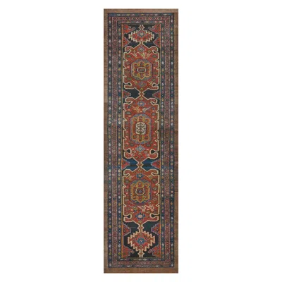 Pre-owned 1stdibs Antique Circa-1900 Wool Navy Blue And Red Persian Serab Runner