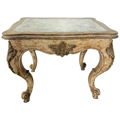 Pre-owned 1stdibs Antique Continental Giltwood Coffee Table With Original Foxed Mirror In Brown