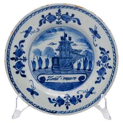 Pre-owned 1stdibs Antique Delft Maritime Commemorative Plate 'zoutman', Late 18th Century In Gray