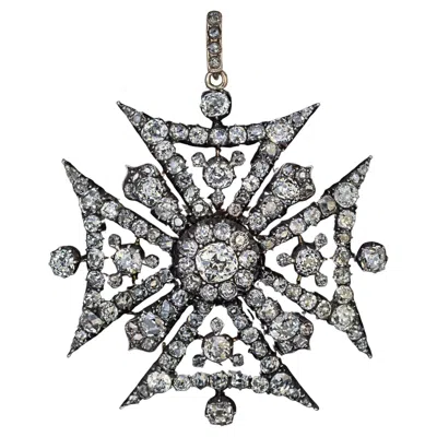 Pre-owned 1stdibs Antique Diamond Maltese Cross Brooch Pendant C. 1850 In Multi