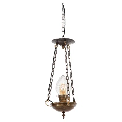 Pre-owned 1stdibs Antique Early 20th Century Brass Cut Glass Sanctuary Pendant Light. C.1920 In Transparent