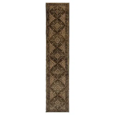 Pre-owned 1stdibs Antique Early 20th Century Wool Brown Floral Khotan Runner