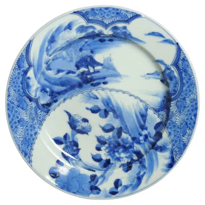 Pre-owned 1stdibs Antique Edo Period 1750-1800 Japanese Arita Plate With A Great Landscape Scene In Blue