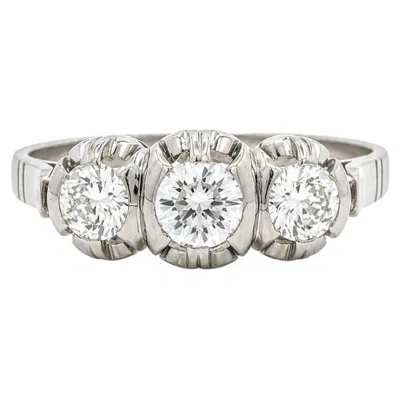 Pre-owned 1stdibs Antique Edwardian Platinum 0.75ctw Old European Cut Diamond 3 Stones Band Ring In Multi