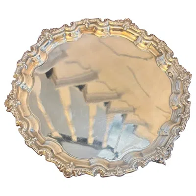 Pre-owned 1stdibs Antique Edwardian Silver Plated Salver Tray In Sand
