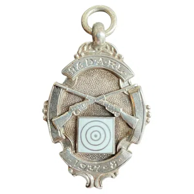 Pre-owned 1stdibs Antique English Birmingham Sterling Silver Shooting Medal Pendant 1937 In Multi