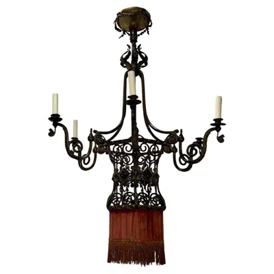 Pre-owned 1stdibs Antique English Bronze Chandelier With Open Work Body In Gold
