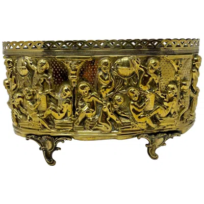 Pre-owned 1stdibs Antique English Repousse Brass Planter, Circa 1900's. In Brown