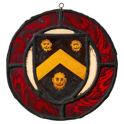 Pre-owned 1stdibs Antique English Stained Glass Heraldic Roundel In Black