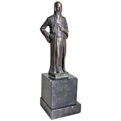 Pre-owned 1stdibs Antique Ernest Beck Patinated Bronze Sculpture Of 'nathan' On Black Marble Base