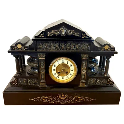 Pre-owned 1stdibs Antique Exceptional Large Victorian Marble Mantel Clock By Philippes Paris In Black