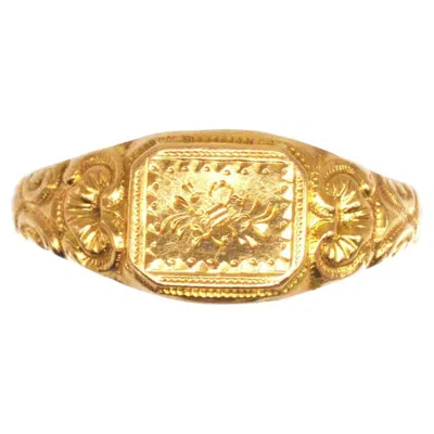 Pre-owned 1stdibs Antique French 18ct Gold Signet Ring With Floral Engraving In Multi