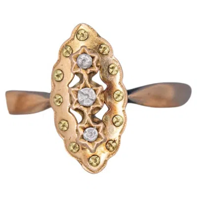 Pre-owned 1stdibs Antique French 18k Gold Victorian Marquise Ring – Three Stone Jewel With A Rare In Multi