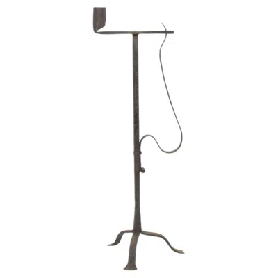 Pre-owned 1stdibs Antique French 18th Century Hand Forged Iron Candleholder, Circa 1700-1750 In Gray