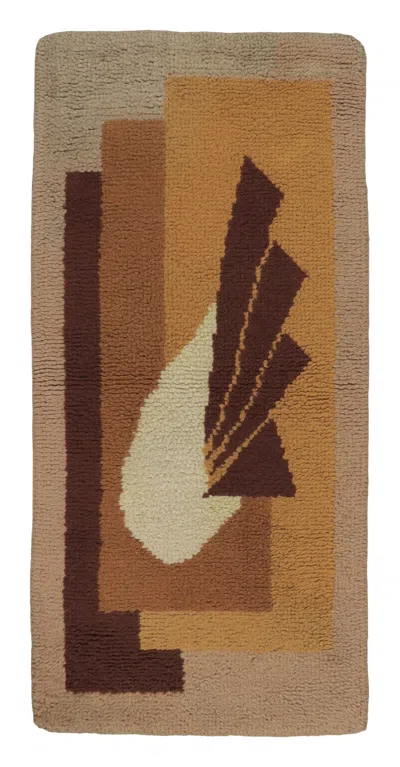 Pre-owned 1stdibs Antique French Art Deco Runner With Bold Design In Brown Hues - Rug & Kilim