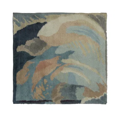 Pre-owned 1stdibs Antique French Art Deco Square Rugs By Jean Burkhalter Ocean Hues - Rug & Kilim In Gray