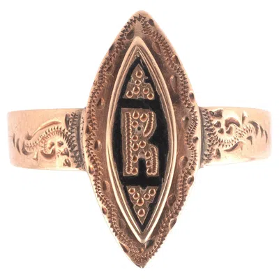 Pre-owned 1stdibs Antique Gold Fede Ring, Enamelled 'r' Symbol, Circa 1790, Italy In Multi