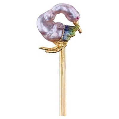 Pre-owned 1stdibs Antique Goose Stickpin Of 18k Gold In Multi