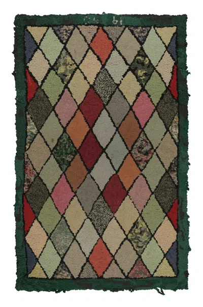 Pre-owned 1stdibs Antique Hooked Rug With All-over Diamond Lattice Design - Rug & Kilim In Brown