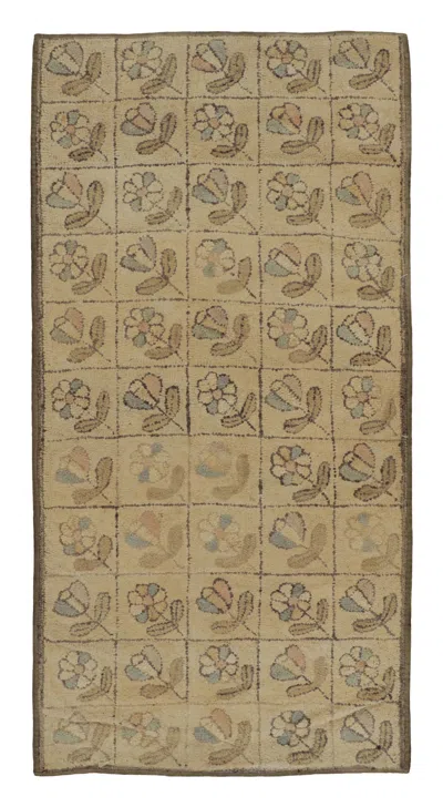 Pre-owned 1stdibs Antique Hooked Rug With Quatrefoil Floral Tile Design - Rug & Kilim In Brown