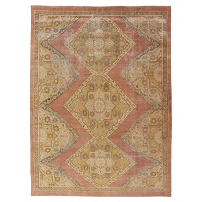 Pre-owned 1stdibs Antique Indian Agra Rug In Acidic Yellow Green, Pink And Ivory
