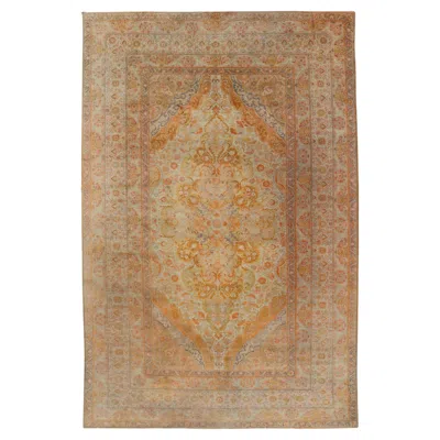 Pre-owned 1stdibs Antique Indian Amritsar Rug With Soft Gold Field And Elegant Floral Design In Brown