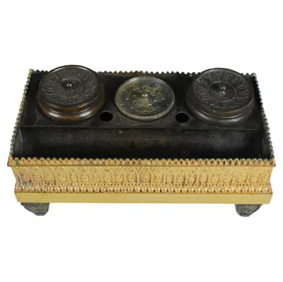 Pre-owned 1stdibs Antique Inkwell, Bronze D´oré, Desk Utensil, Neogotic, Circa 1850 In Gold