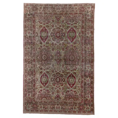 Pre-owned 1stdibs Antique Kerman Style Rug With Cream Field And Red Floral Design In White