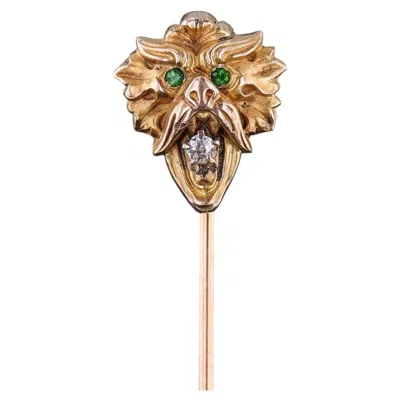 Pre-owned 1stdibs Antique Lion Or Chimera Stickpin Of 12k And 14k Gold In Multi