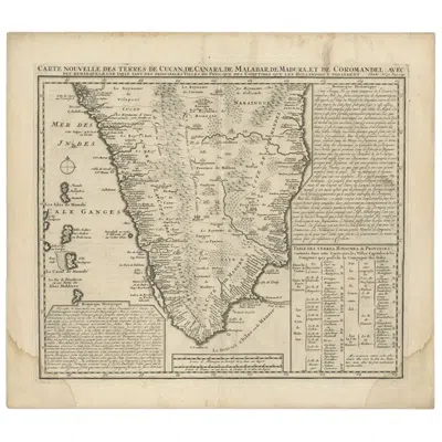 Pre-owned 1stdibs Antique Map Of Southern India By Chatelain, C.1720 In Sand