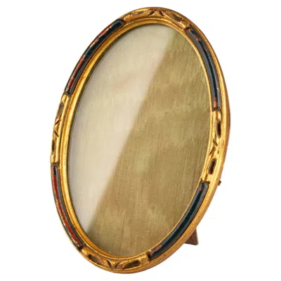 Pre-owned 1stdibs Antique Neoclassical Style Oval Photo Picture Frame Hanging Standing Home Decor In Brown