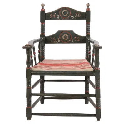 Pre-owned 1stdibs Antique Norwegian Painted Folk Chair Dated 1872 In Brown