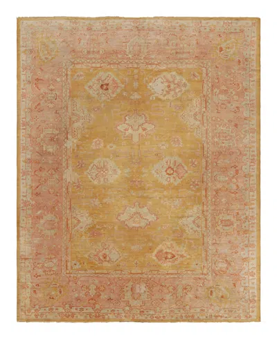 Pre-owned 1stdibs Antique Oushak Rug In Gold & Pink With Floral Patterns - Rug & Kilim