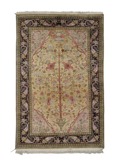 Pre-owned 1stdibs Antique Persian Qum Rug With Central Floral Play In Pastel Hues - Rug & Kilim In Brown