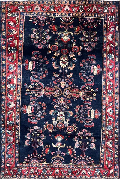 Pre-owned 1stdibs Antique Persian Style Mohajeran Sarouk Tree Of Life Rug In Black
