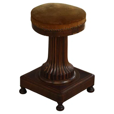 Pre-owned 1stdibs Antique Piano Stool, Oak & Velvet, French Cabinetmaker, Mid-19th Century In Brown