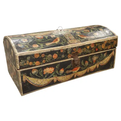 Pre-owned 1stdibs Antique Polychrome Wedding Trunk From Normandy, France, 19th Century In Brown