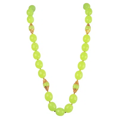 Pre-owned 1stdibs Antique Pressed Glass European Gold Filigree Capped Heavy Beaded Necklace In Multi