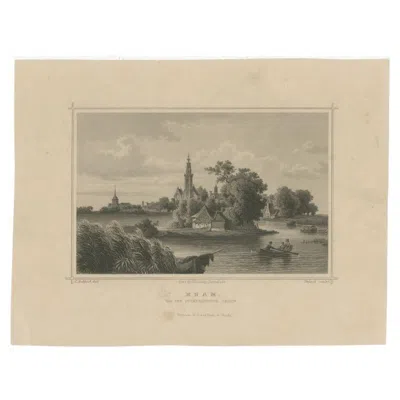 Pre-owned 1stdibs Antique Print Of The Dutch Cheese City Of Edam By Terwen, Circa 1860 In Sand